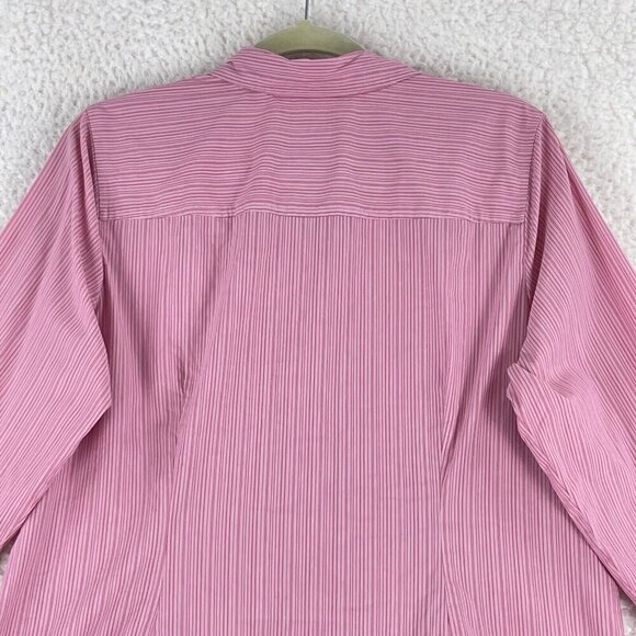 J. Jill Pink Striped Button-Up Shirt‎ Womens Long Sleeve Stretch Size Large - Picture 13 of 16